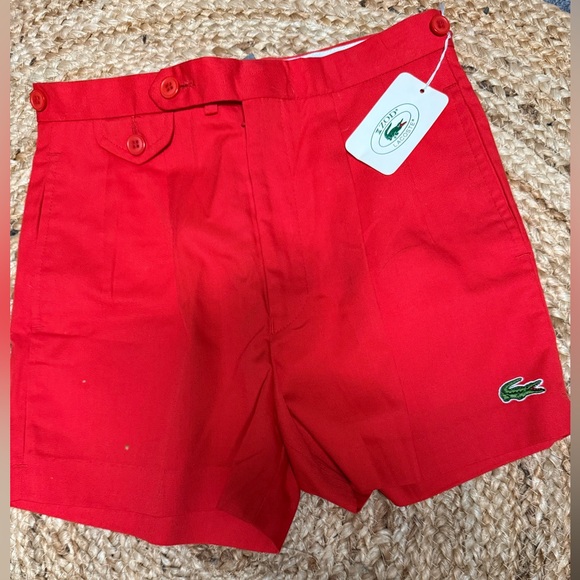 Lacoste Pants - Lacoste Vibrant Red Shorts with Button Detail